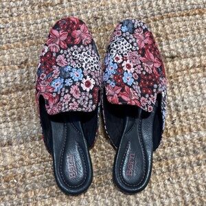 Born Floral Tapestry Mules in Red, Pink, Blue, Black